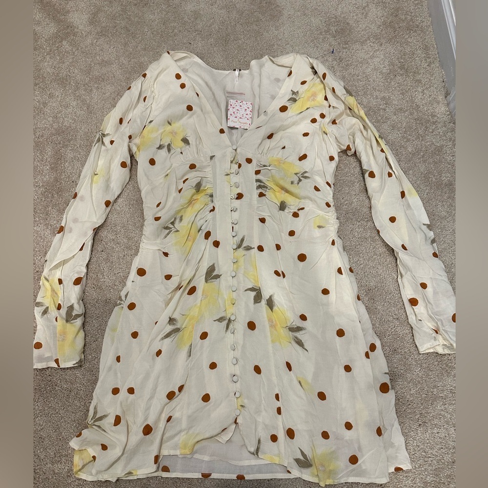 Free People Date Night Mini Dress SUNSHINE COMBO, Women's Size L NWT - Picture 4 of 5